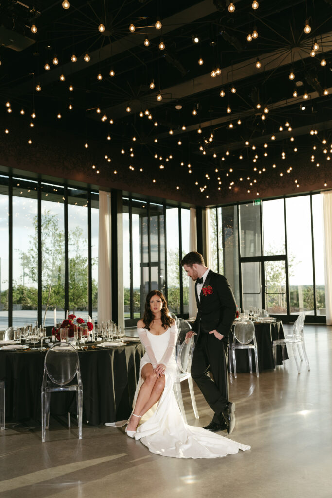 Modern wedding editorial at Hall of Lights wedding venue in Carrollton TX