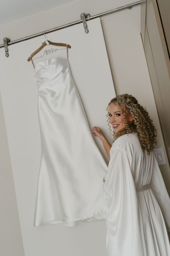 Bride getting ready before her Carlisle Room Dallas wedding at The Statler Hotel