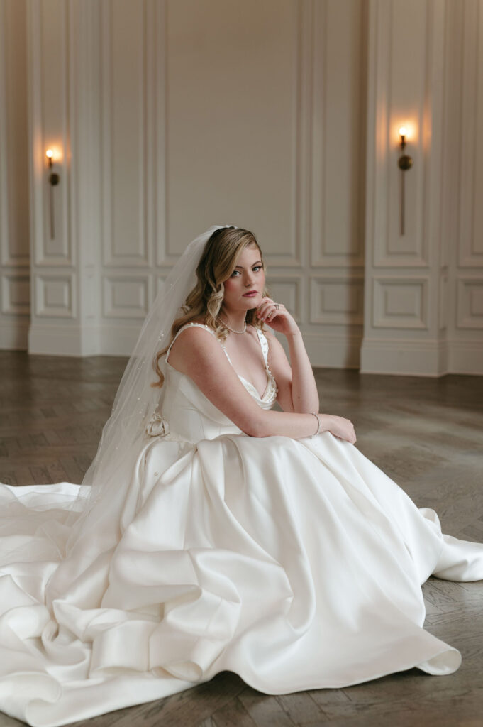 Modern vintage wedding dress bridal session Dallas